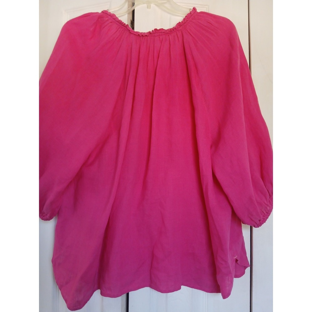 J. Jill Lovelinen Pink Linen Top 3/4 Sleeve  Casual Lightweight Blouse Large - Picture 3 of 7